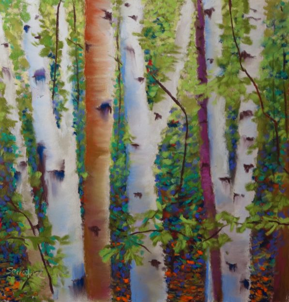 "Birches" a painting by Artist Nick Serratore.
