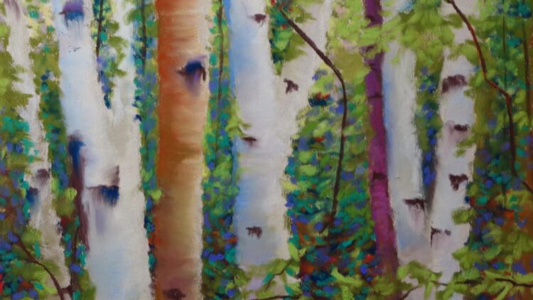 "Birches" a painting by Artist Nick Serratore.